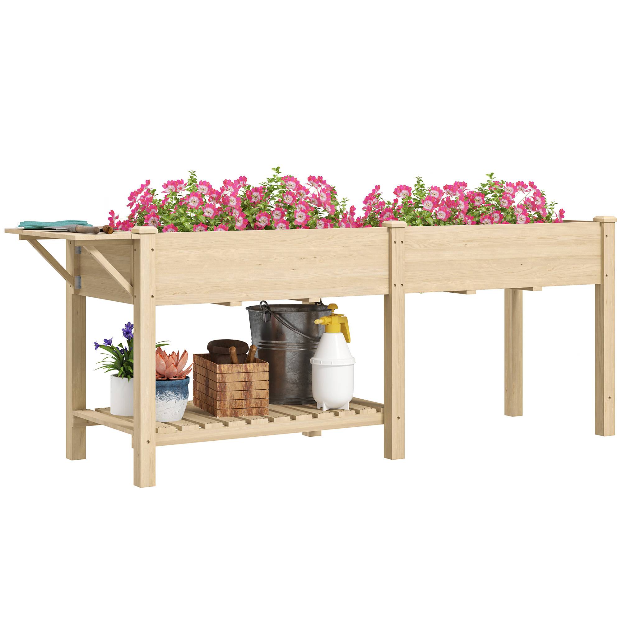 Potager surélevé carré avec 2 bacs plantation bois, jardinière extérieure pratique pour jardin balcon - Image 1