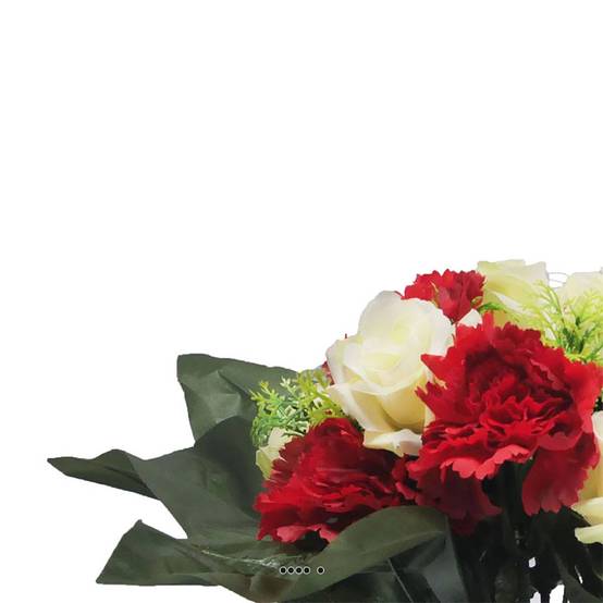 Vasque fleurs artificielles cimetière oeillets et roses Rouge-blanc - couleur: Rouge-blanc - Image 3