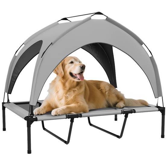 Lit pour chien acier et textilène gris 106 x 76 x 94 cm - PANGIVO - Image 1