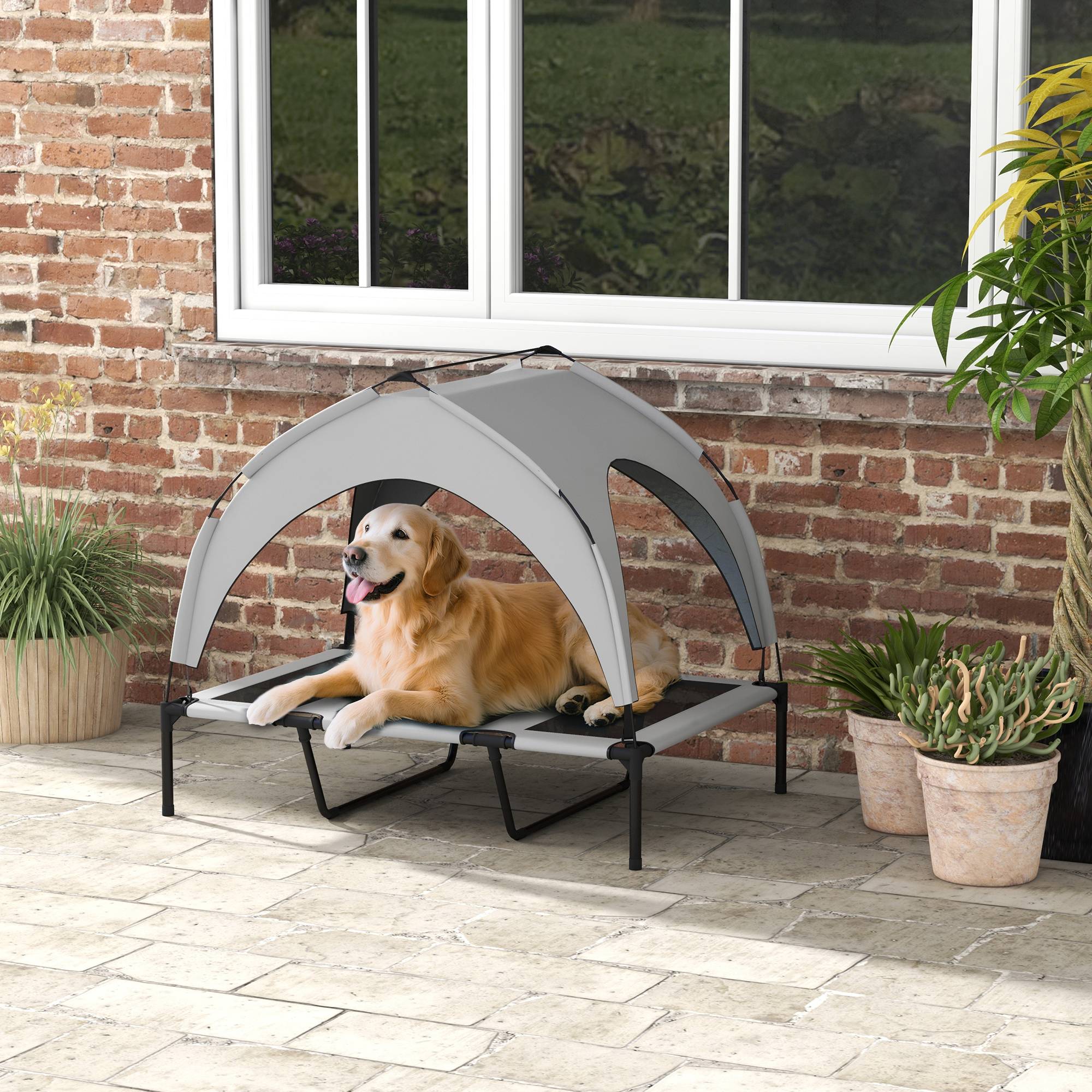 Lit pour chien acier et textilène gris 106 x 76 x 94 cm - PANGIVO - Image 3
