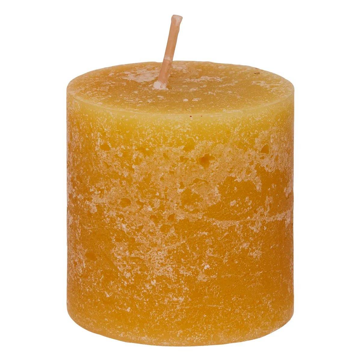 Lot de 4 Bougies décoratives Votive Rustique Jaune D 4.5 cm - Image 3