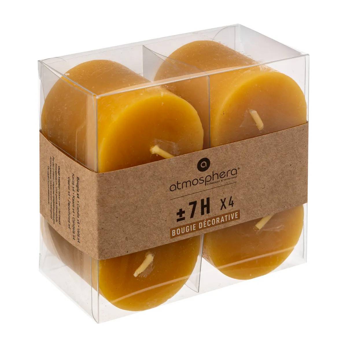 Lot de 4 Bougies décoratives Votive Rustique Jaune D 4.5 cm - Image 5