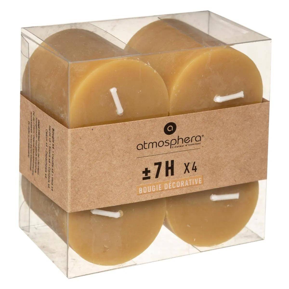 Lot de 4 Bougies décoratives Votive Rustique Jaune D 4.5 cm - Image 4