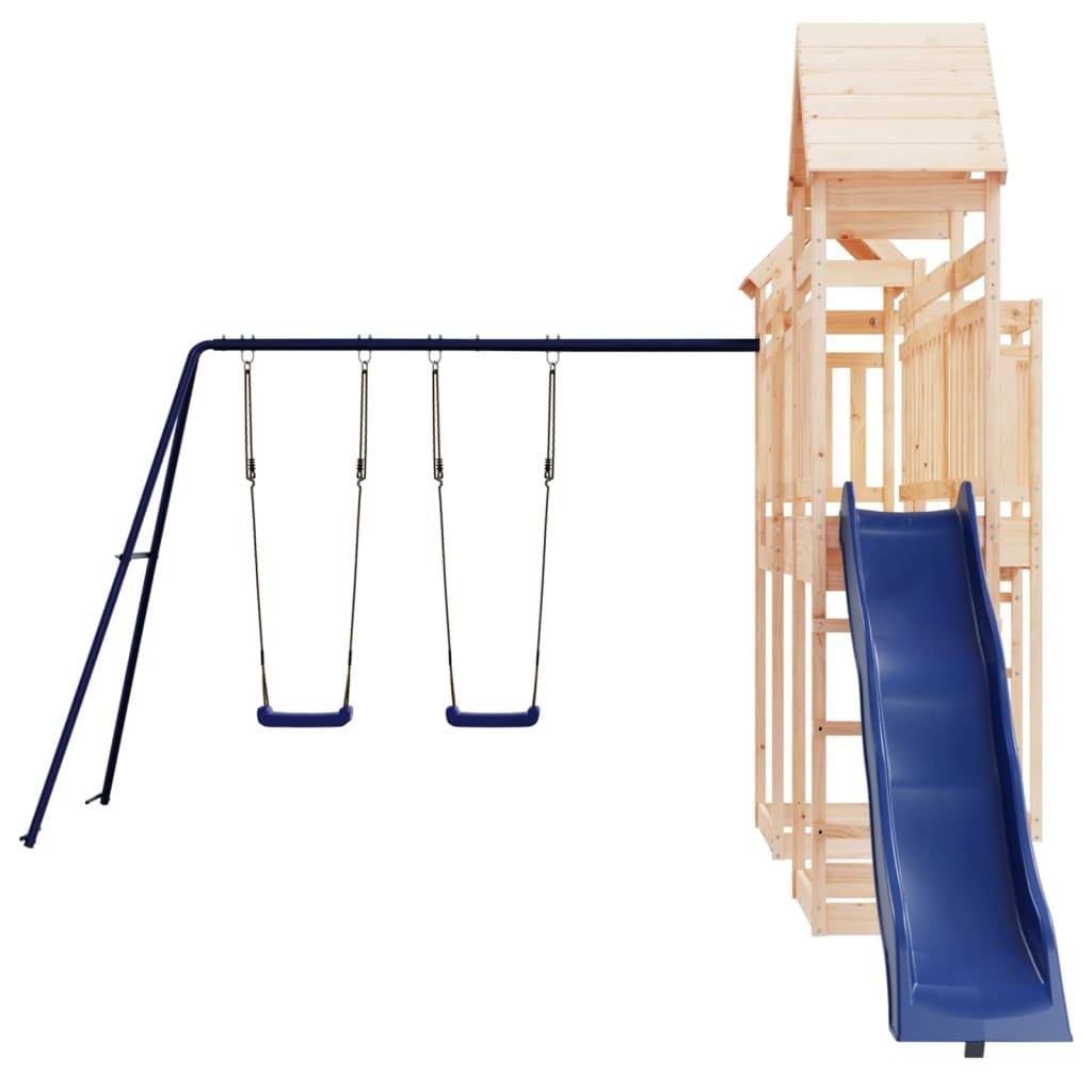 Helloshop26 - Aire de jeux d'extérieur balançoires toboggan portiques robuste jeux jardin 362 x 560 x 264 cm bois de pin massif - Image 3