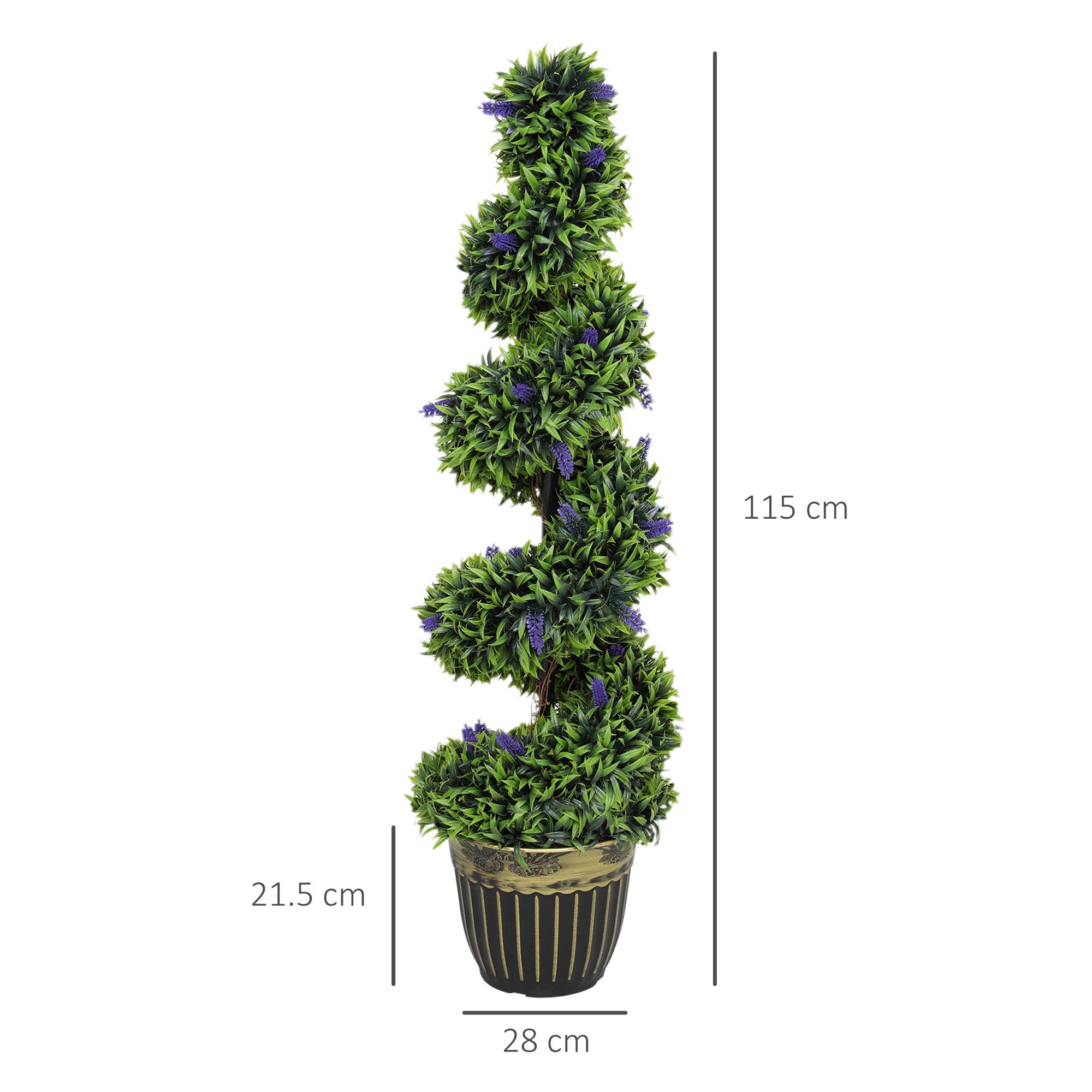 Sans Marque - Lot de 2 plants de buis spiralés résistants aux UV avec lavande, 115 cm, vert et bleu - Image 5