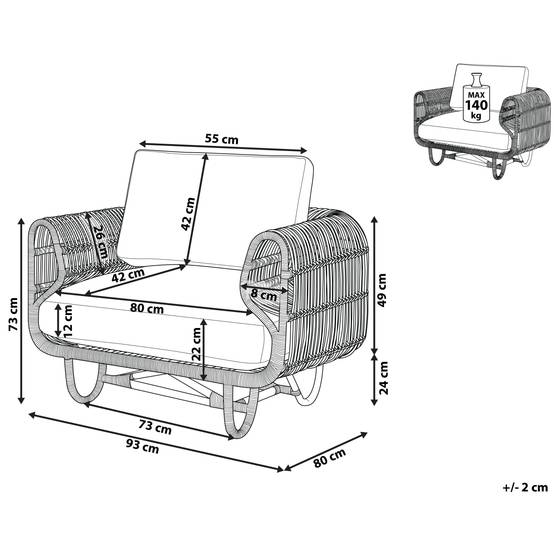 Fauteuil Rotin Naturel DOLCEDO - Beliani - Image 2
