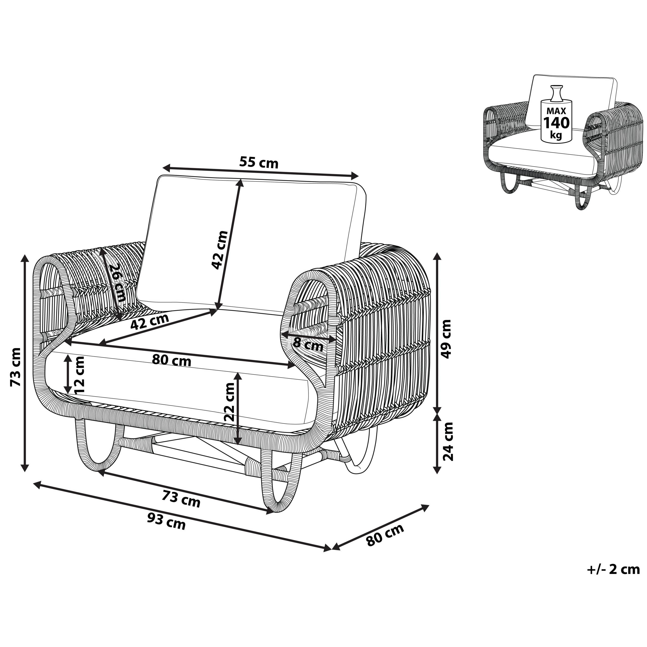 Fauteuil Rotin Naturel DOLCEDO - Beliani - Image 2