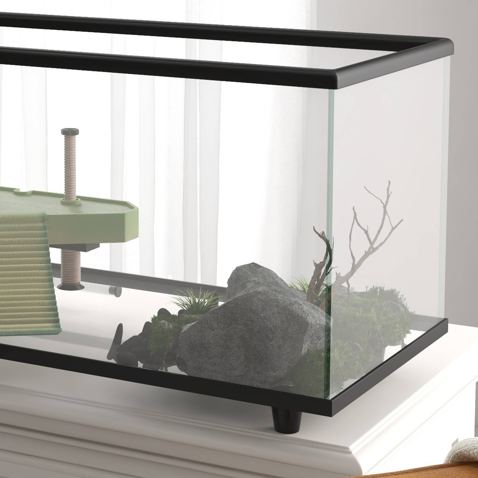 ComfortXL - Aquarium tortue 50 L verre trempé 60x30x32 cm transparent avec plateforme thermomètre - ComfortXL Outdoor Living - Image 10