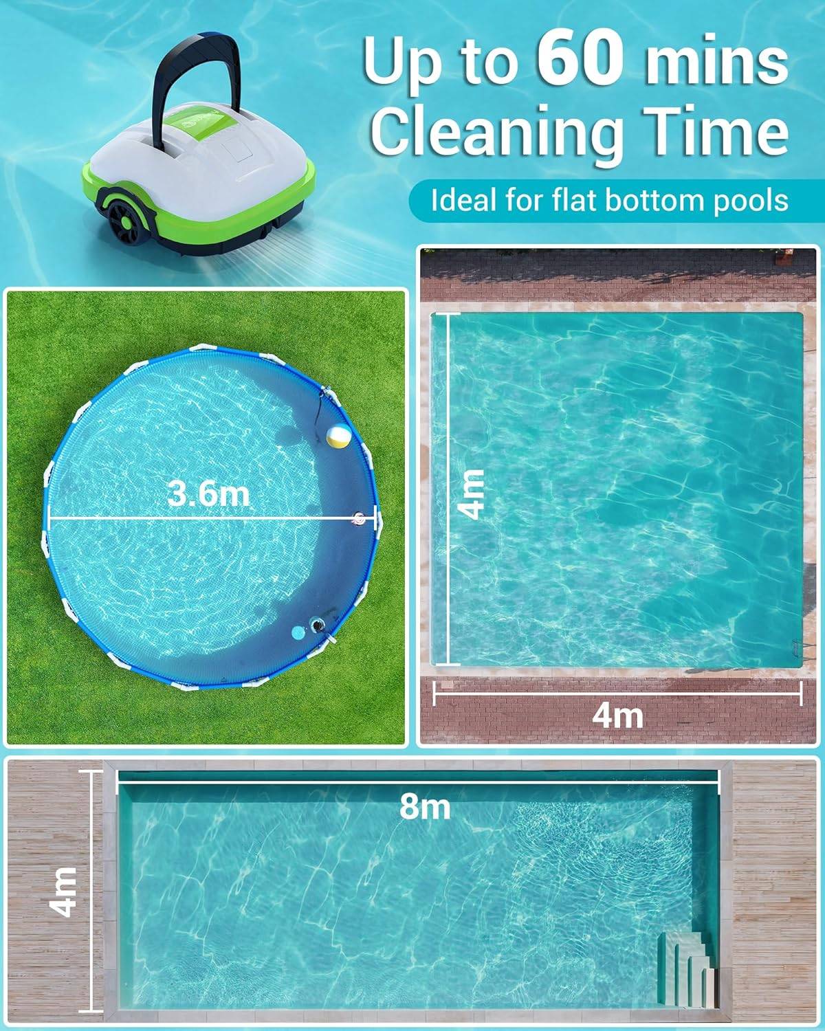 Robot Piscine Sans Fil Osprey 200, Nettoyage Automatique 50 min, Filtration 180 microns, Batterie Rechargeable, Compatible Tous Revêtements - Image 3