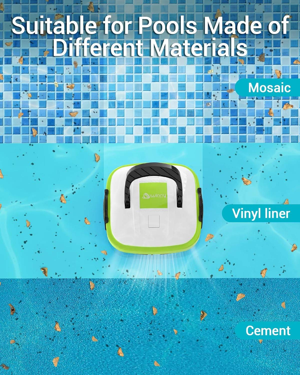 Robot Piscine Sans Fil Osprey 200, Nettoyage Automatique 50 min, Filtration 180 microns, Batterie Rechargeable, Compatible Tous Revêtements - Image 5