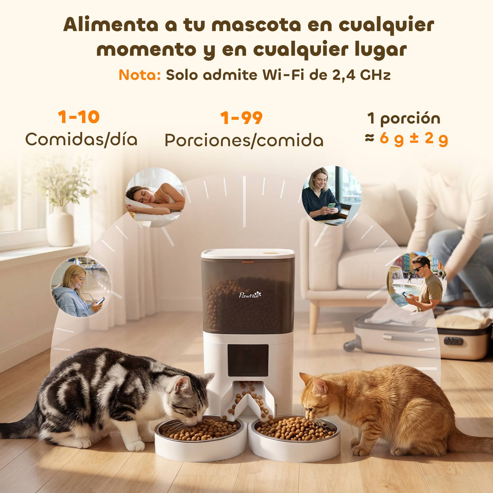 Distributeur automatique 6L WiFi 2.4G pilotage appli, 2 bols programmable 1-10 repas, enregistrement 10s, facile nettoyage - Image 6