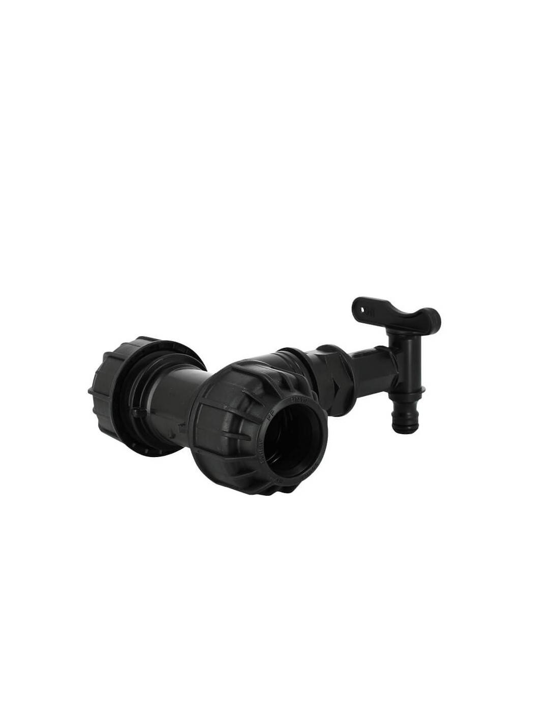Kit couplage cuve - Raccord Té Ø32 mm + Robinet PP central - Image 3