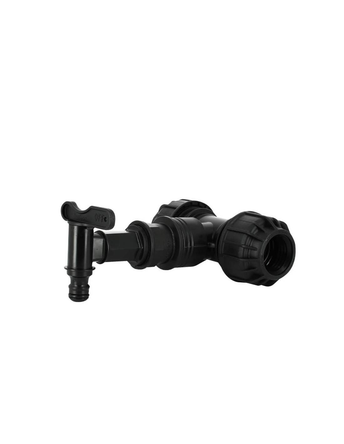 Kit couplage cuve - Raccord Té Ø32 mm + Robinet PP central