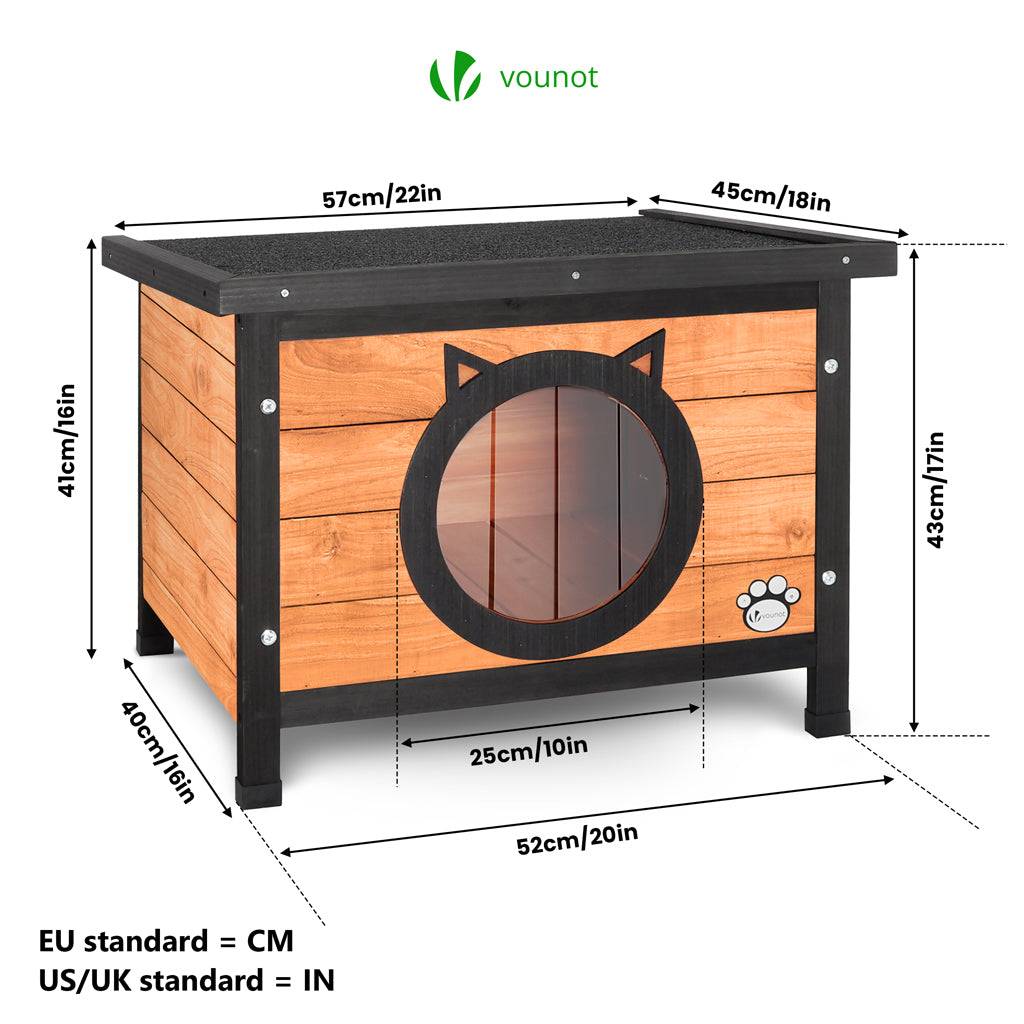 Maison pour Chat en bois avec toit bitumé et entrée en forme d'oreilles de chat - Image 5