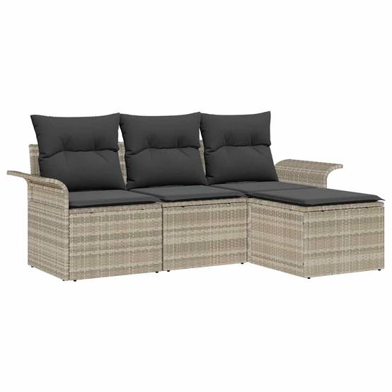 Ensemble de Canapés avec coussin 4 pcs | Canapé D'extérieur | Sofa De Jardin Gris polyrotin Maison Chic - Image 1