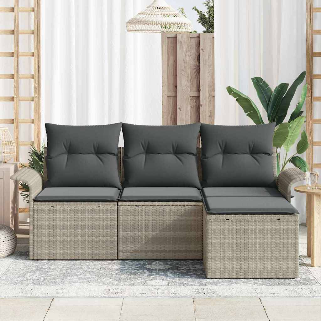 Ensemble de Canapés avec coussin 4 pcs | Canapé D'extérieur | Sofa De Jardin Gris polyrotin Maison Chic - Image 3