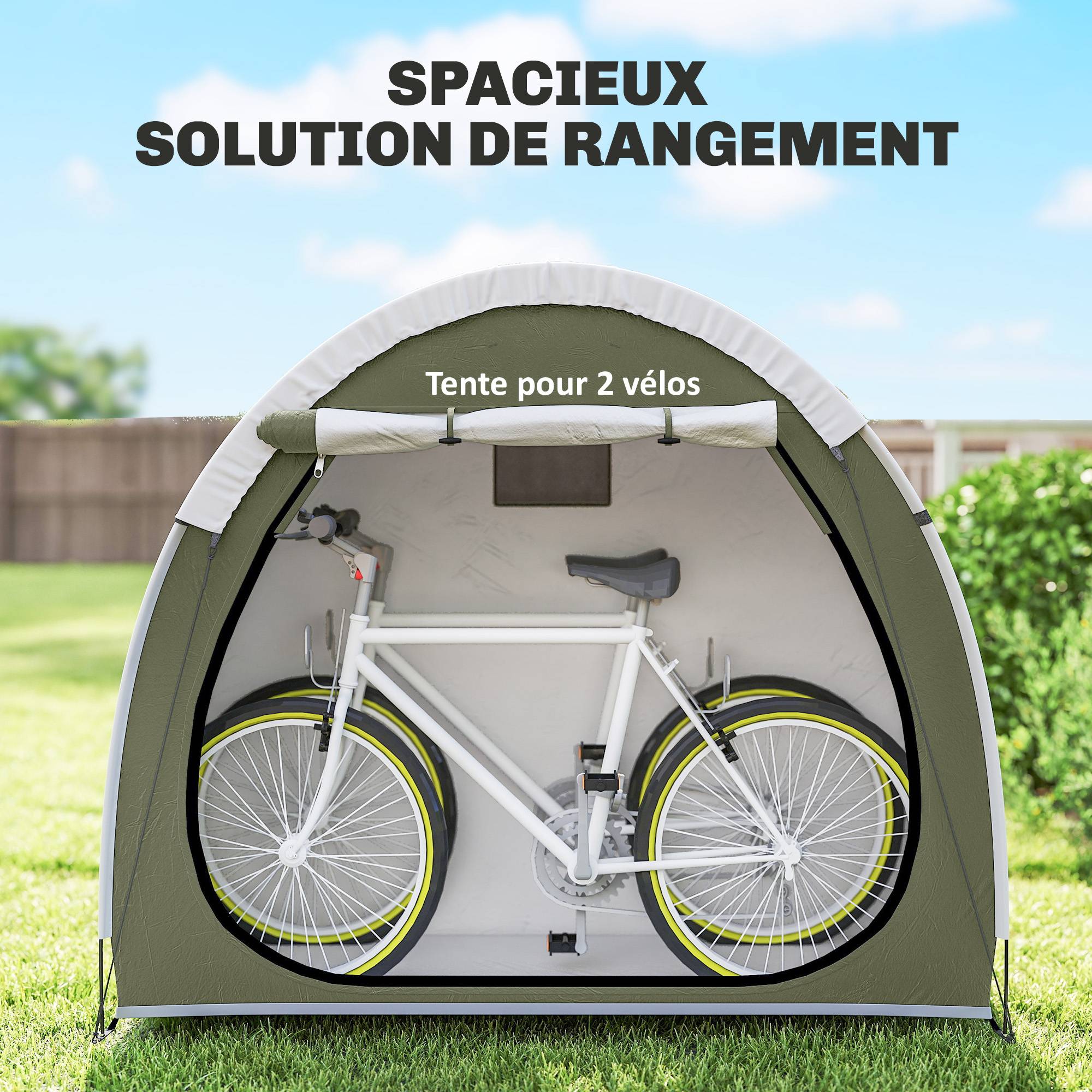 ComfortXL - Tente abri vélo portable tissu Oxford 210D jardin rangement extérieur imperméable 200x80cm vert - ComfortXL Outdoor Living - Image 6