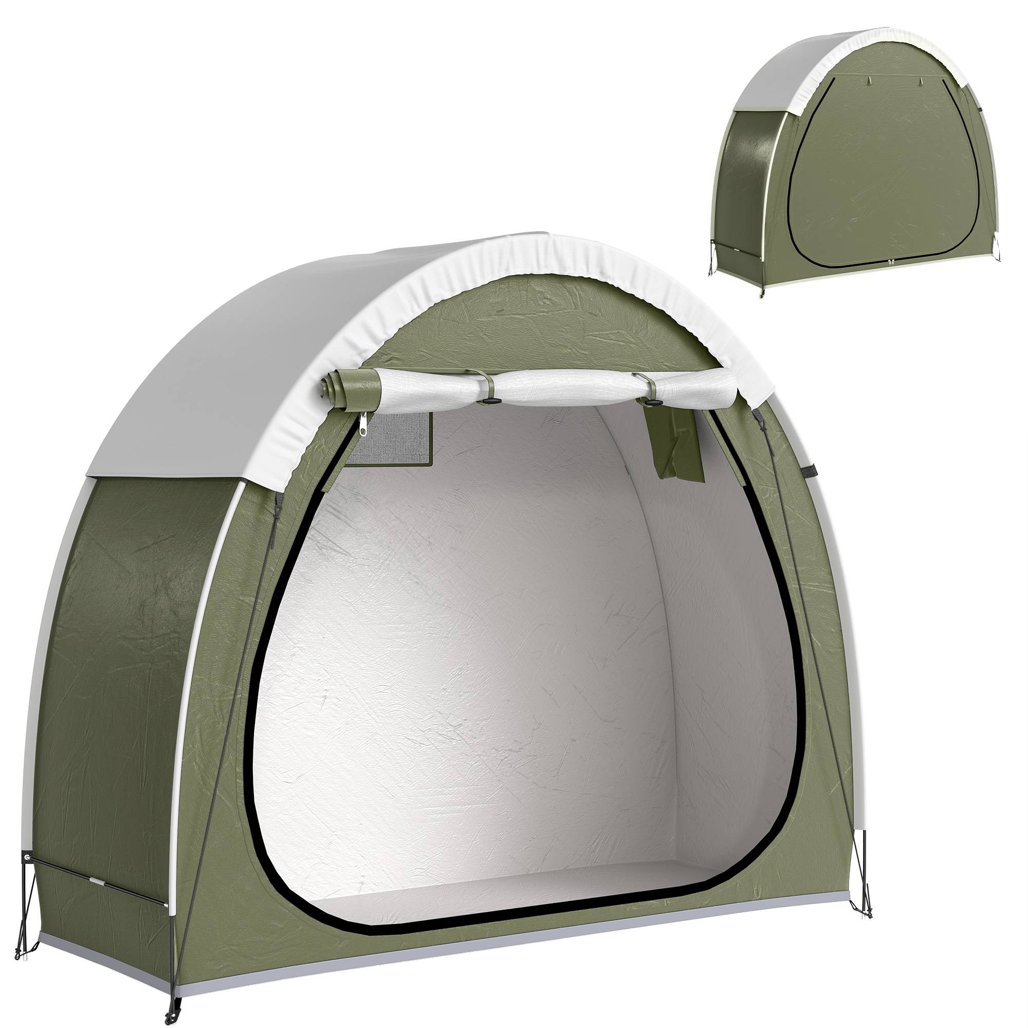 ComfortXL - Tente abri vélo portable tissu Oxford 210D jardin rangement extérieur imperméable 200x80cm vert - ComfortXL Outdoor Living - Image 1