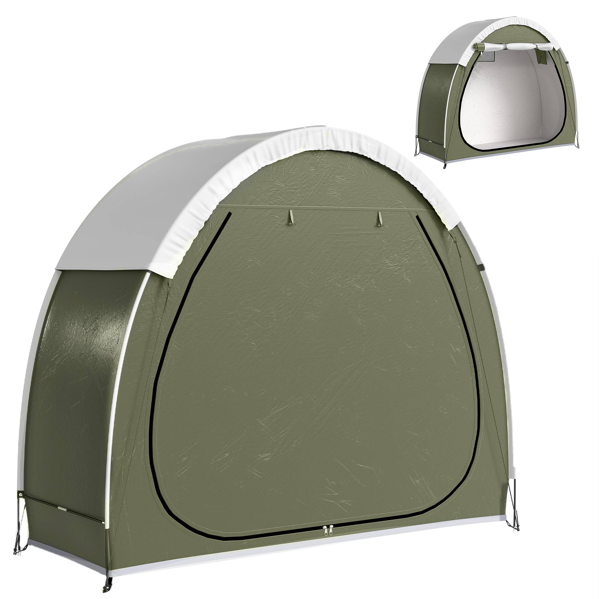 ComfortXL - Tente abri vélo portable tissu Oxford 210D jardin rangement extérieur imperméable 200x80cm vert - ComfortXL Outdoor Living - Image 2