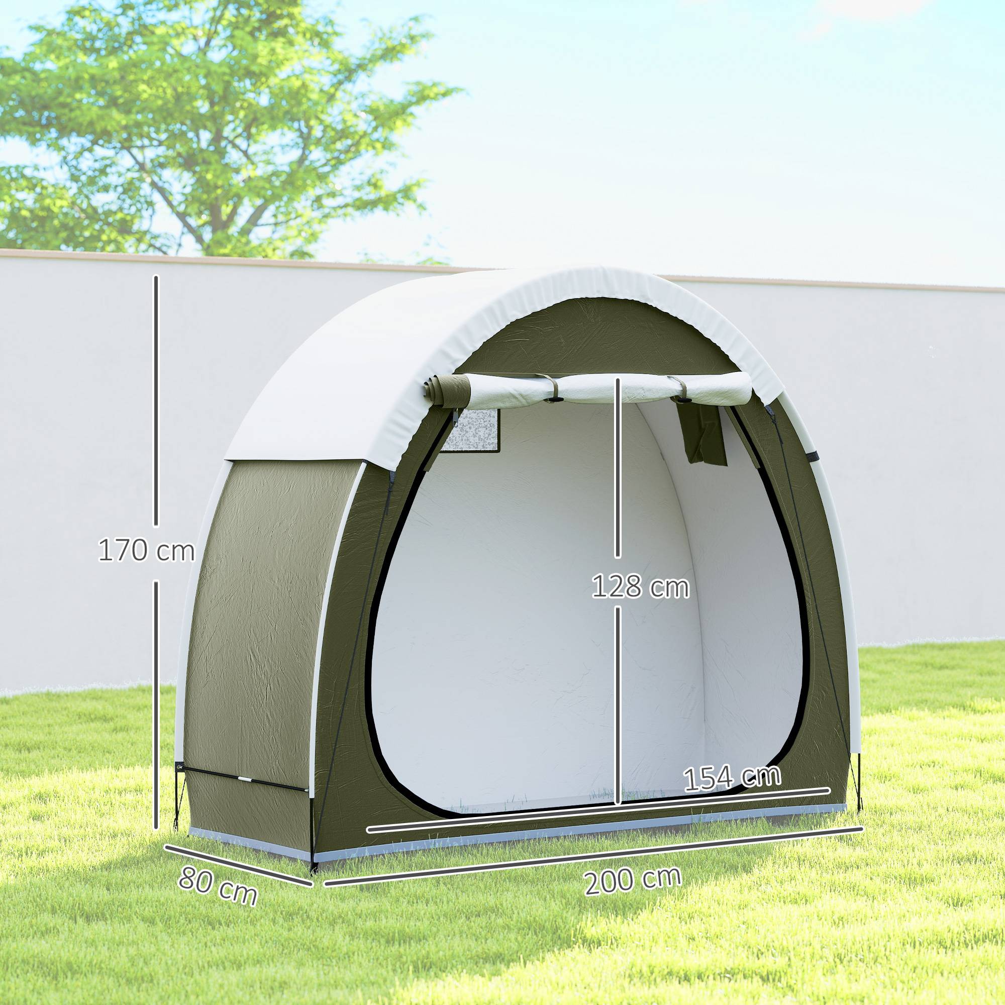 ComfortXL - Tente abri vélo portable tissu Oxford 210D jardin rangement extérieur imperméable 200x80cm vert - ComfortXL Outdoor Living - Image 5
