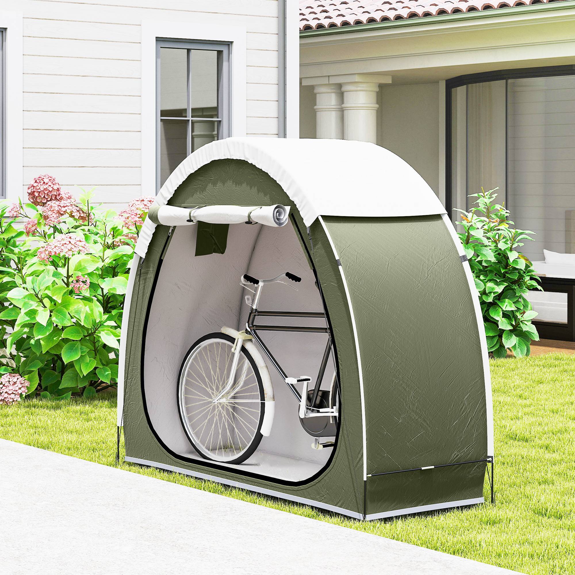 ComfortXL - Tente abri vélo portable tissu Oxford 210D jardin rangement extérieur imperméable 200x80cm vert - ComfortXL Outdoor Living - Image 4