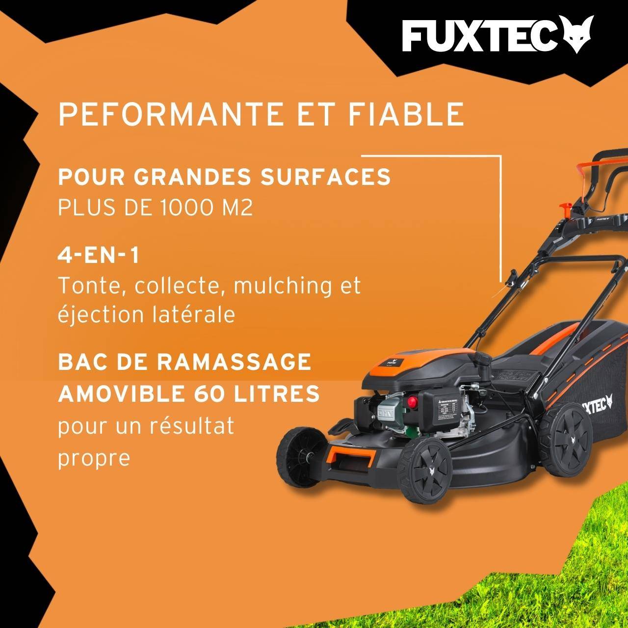 FUXTEC - Tondeuse thermique autotractée 51 cm, 170 cm³, 60 L Easy Clean – FX-RM5170PRO – FUXTEC - Image 5