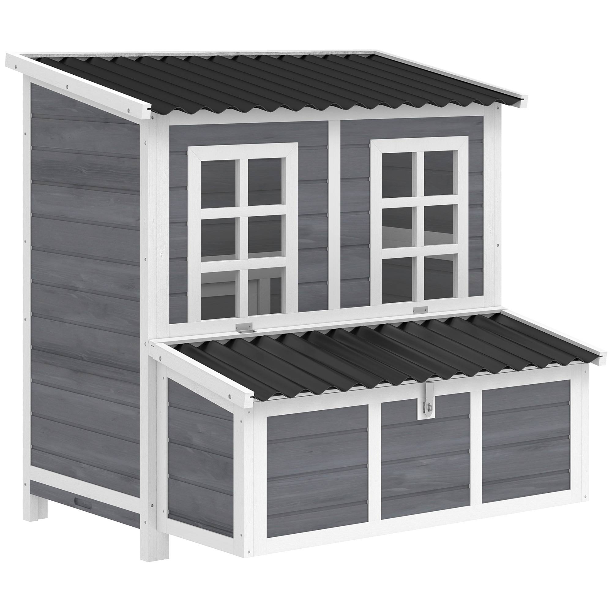 PANGIVO - Poulailler avec pondoir bois de sapin gris clair 100 x 86 x 100 cm - PANGIVO - Image 2