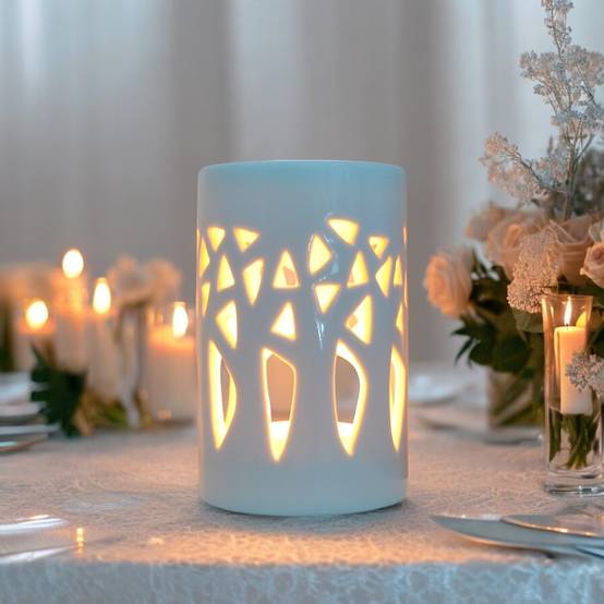 Diffuseur Huile Essentielle et Parfum – Bougeoir Aromathérapie en Céramique Blanche - Projection de Lumière – Haut: 11cm - Zen'Arôme - Image 3