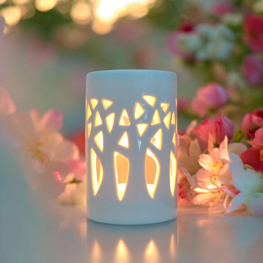 Diffuseur Huile Essentielle et Parfum – Bougeoir Aromathérapie en Céramique Blanche - Projection de Lumière – Haut: 11cm - Zen'Arôme - Image 5