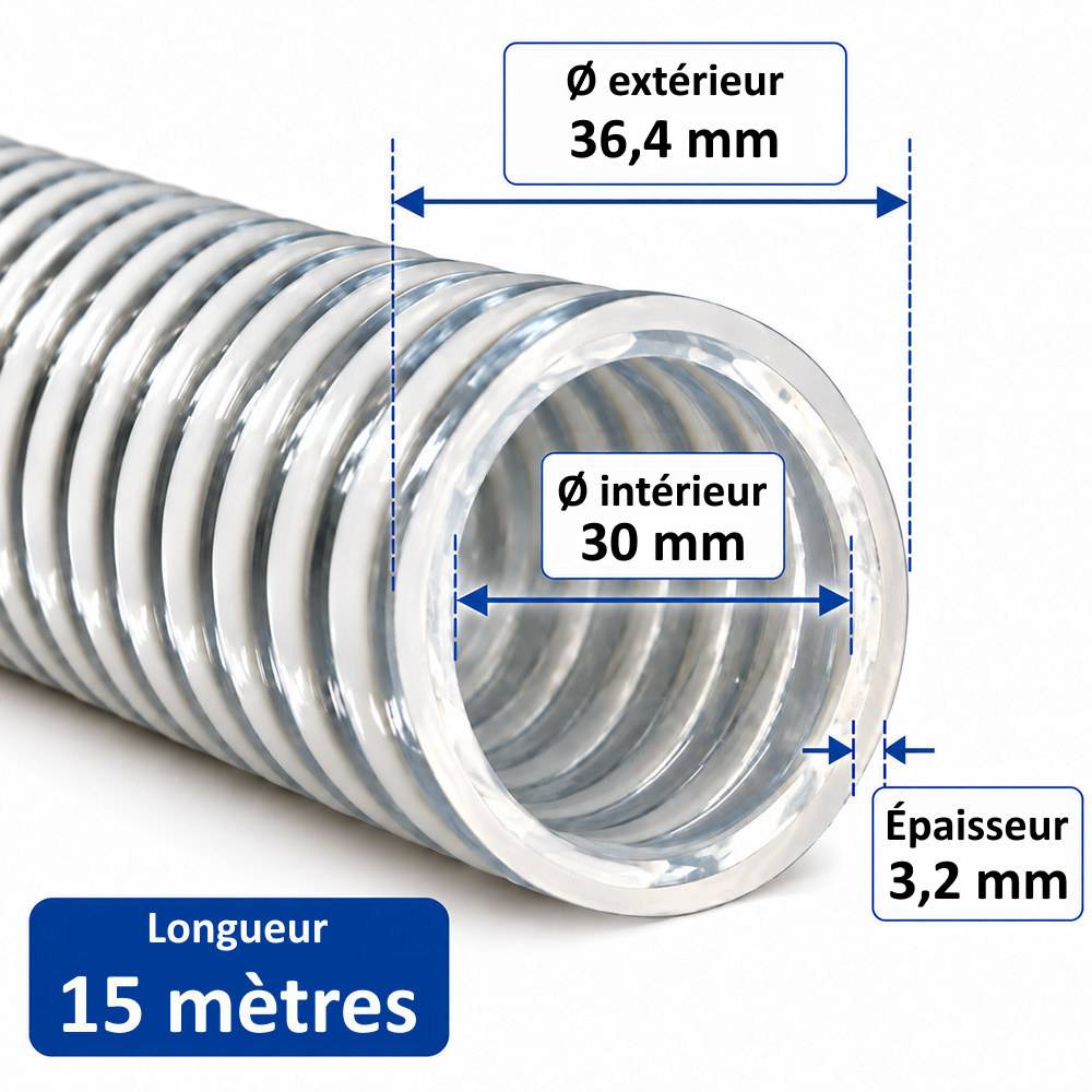 Huggy Tuyaux - Tuyau d'aspiration ALIFLEX Ø 30 mm - Longueur 15 mètres - HUGGY TUYAUX - Image 2