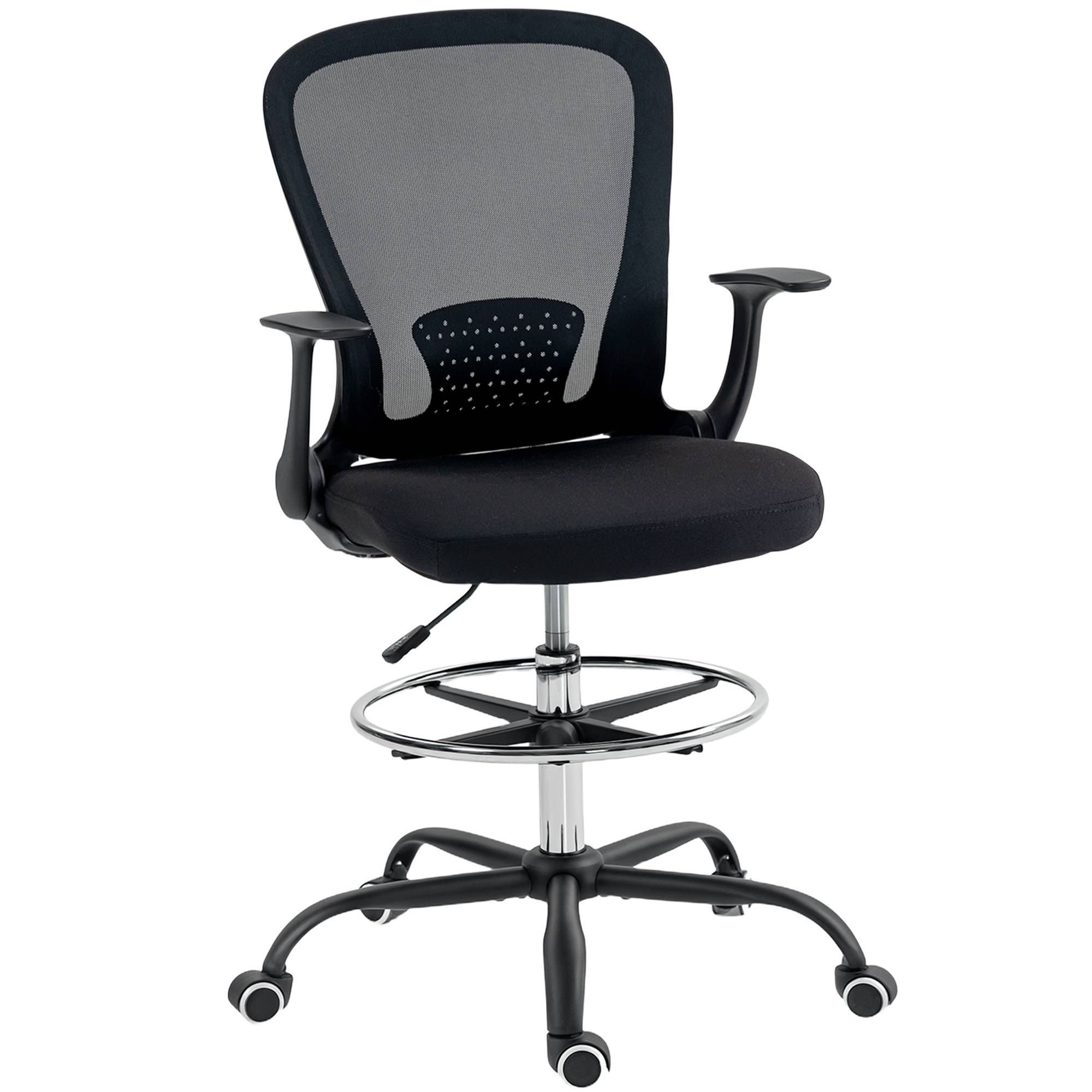 Sans Marque - Chaise bureau ergonomique avec repose-pieds ajustable et accoudoirs relevables, hauteur réglable, 59x62x99-119cm, noir - Image 2