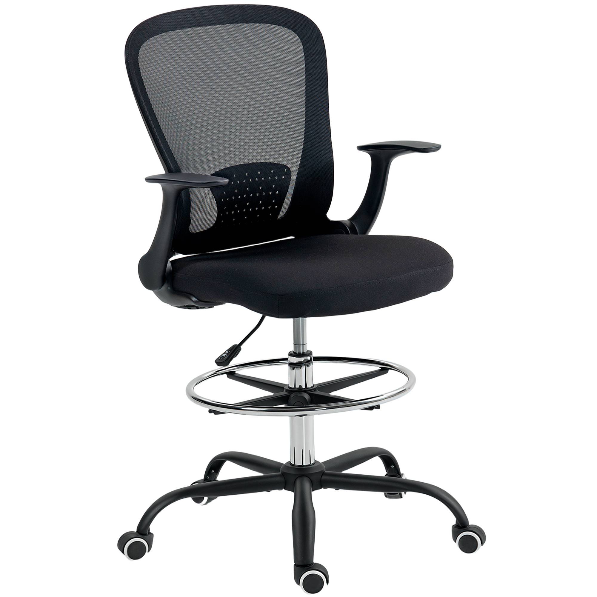 Sans Marque - Chaise bureau ergonomique avec repose-pieds ajustable et accoudoirs relevables, hauteur réglable, 59x62x99-119cm, noir - Image 1