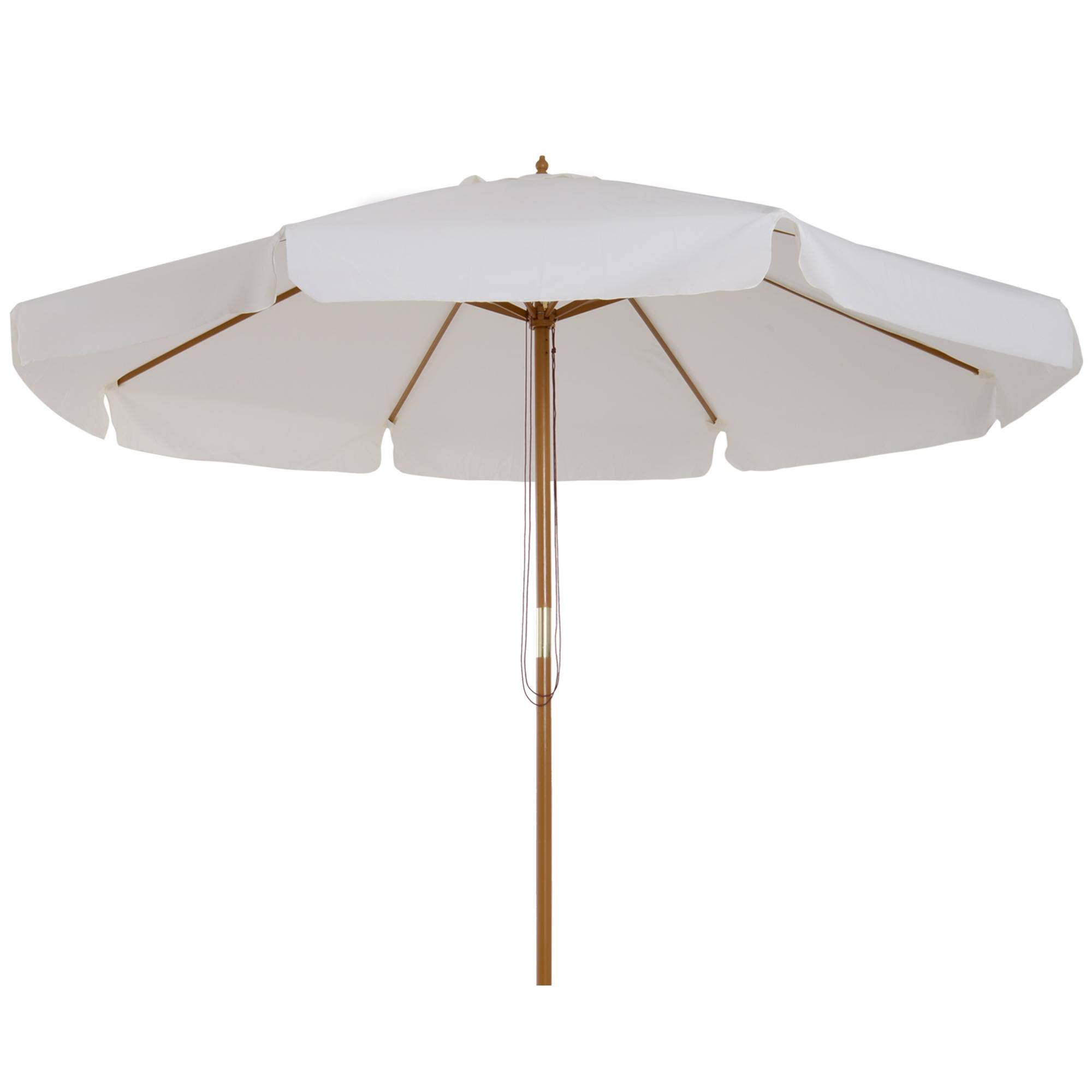 Parasol droit parasol de jardin rond grande taille de jardin Ø 3 m bois de bambou crème fr182 - Image 2