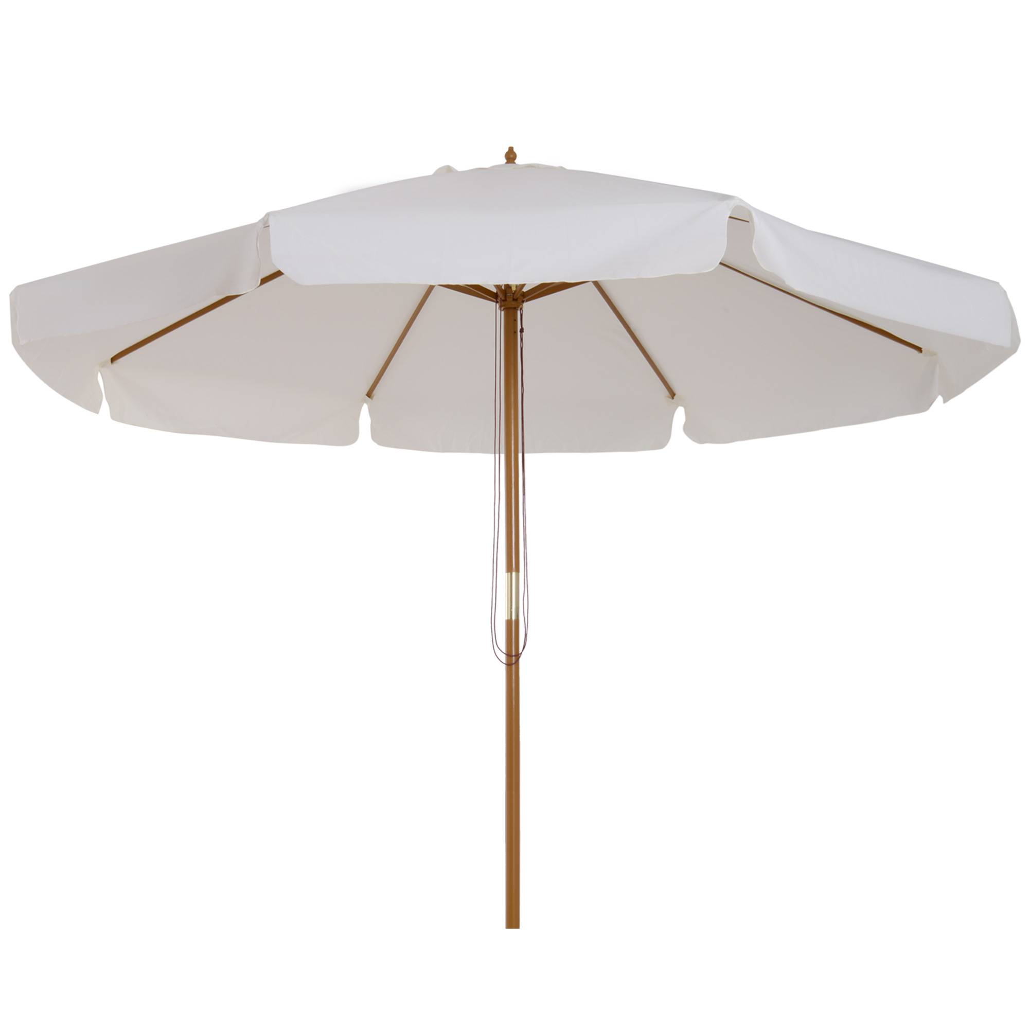 Parasol droit parasol de jardin rond grande taille de jardin Ø 3 m bois de bambou crème fr182 - Image 1