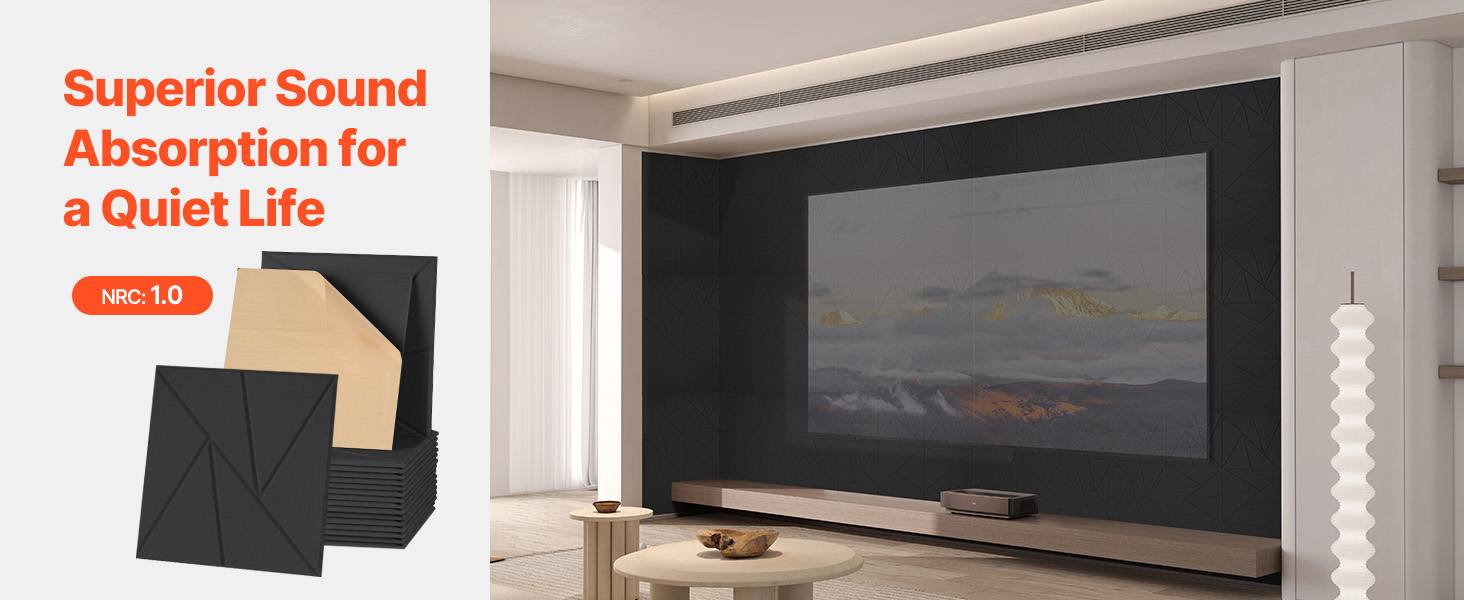 Vevor - VEVOR Panneaux acoustiques autocollants, lot de 18, 30x30x1 cm, fibre polyester, noir - Image 9