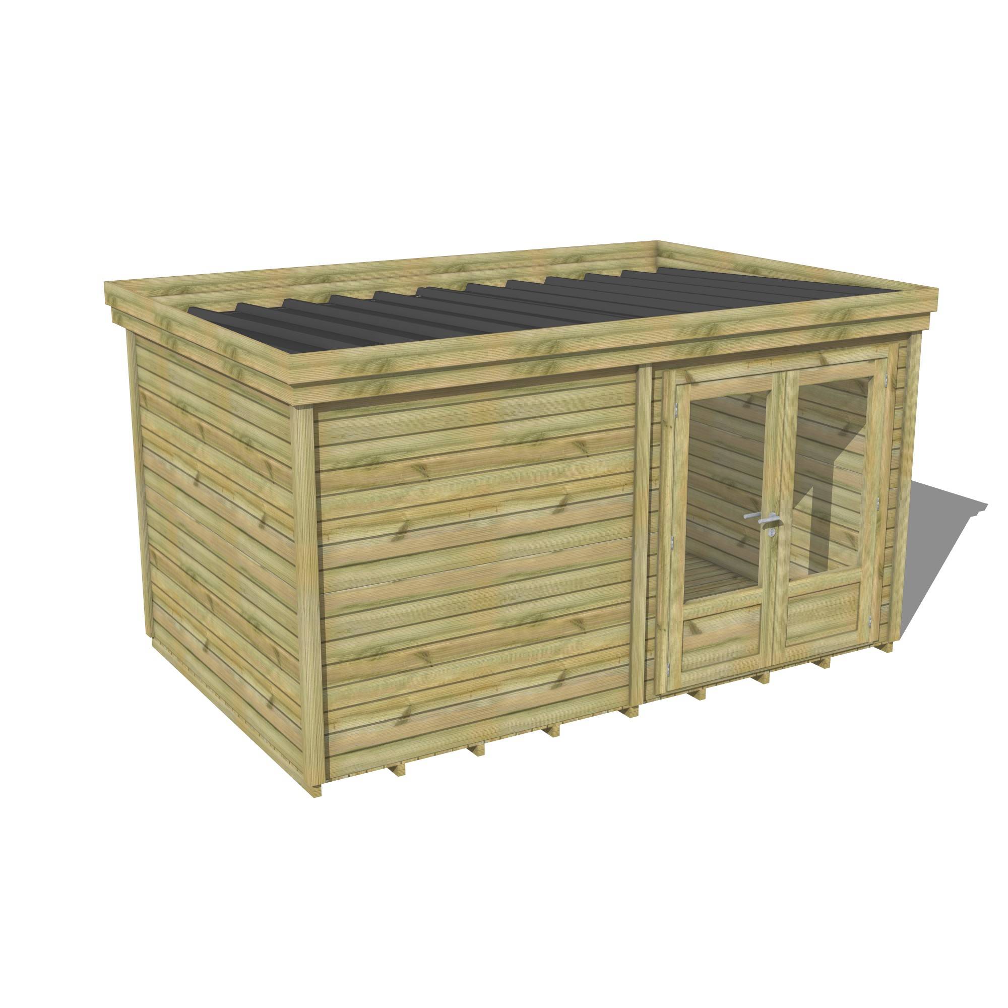 Abri Français - ABRI DE JARDIN bois Pin traité autoclave 27mm - 4,695x2,64m / 12m2 - Bac acier - Plancher bois