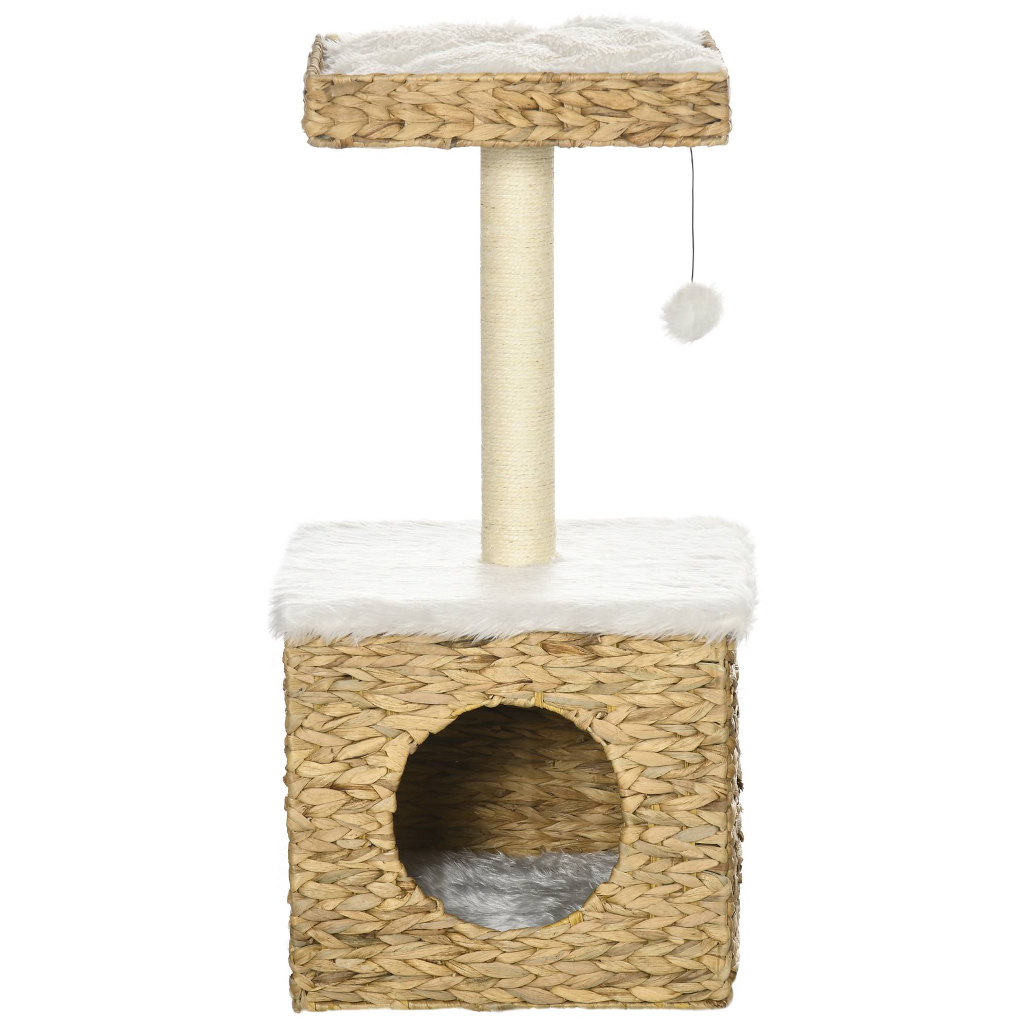 Arbre à chat design en jacinthe d'eau avec niche et coussins lavables 83 cm - ComfortXL Outdoor Living - Image 2