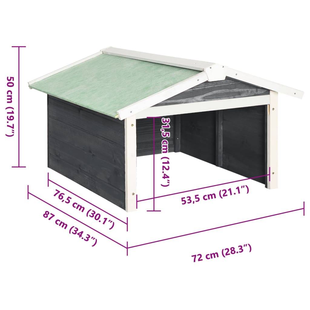 Vidaxl - Garage de tondeuse à gazon 72x87x50 cm Gris et blanc Sapin vidaXL 170879 - Image 3