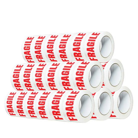 Tecplast - Ruban adhésif d'emballage 28µ blanc imprimé "FRAGILE" en rouge - Adhésif d'expédition 50 mm x 100 m - Carton de 36 TECPLAST - Image 1