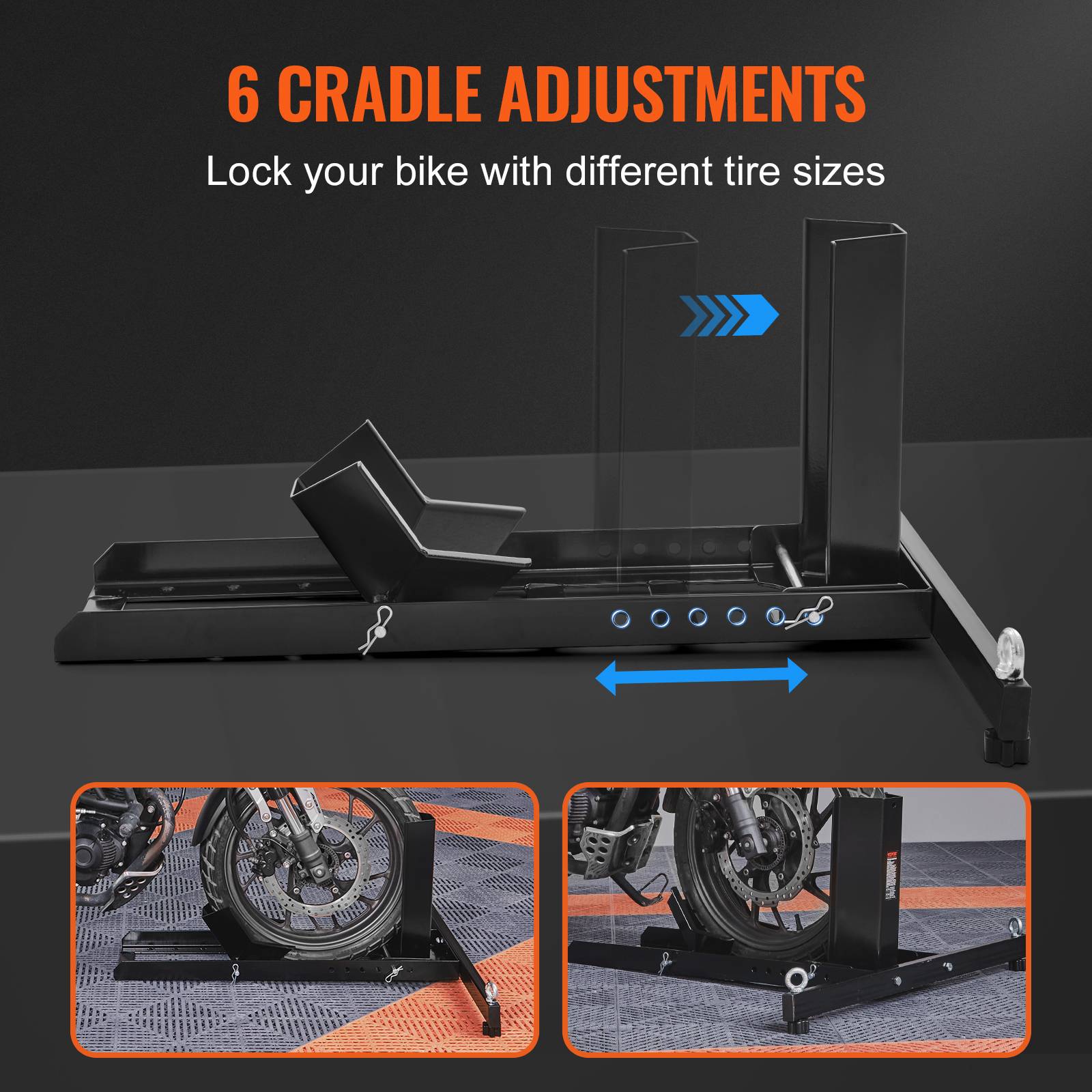 Vevor - VEVOR Bloque roue moto 816,5 kg, acier. Support transport, diamètre 381-558 mm. - Image 3
