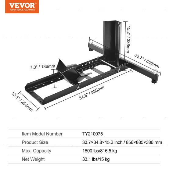 Vevor - VEVOR Bloque roue moto 816,5 kg, acier. Support transport, diamètre 381-558 mm. - Image 7