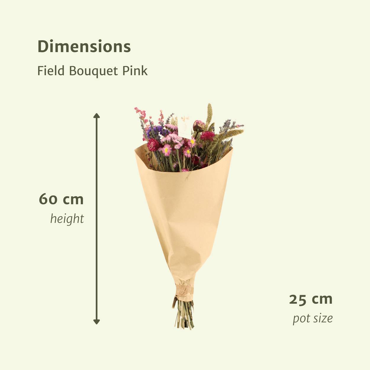 Bouquet de fleurs séchées des champs rose - Ø25cm - ↕60cm - Image 2