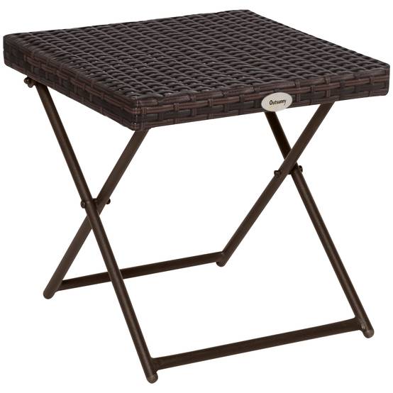 ComfortXL - Table basse pliante Résine tressée Jardin Balcon Optimisation espace 40cm Marron - ComfortXL Outdoor Living - Image 1
