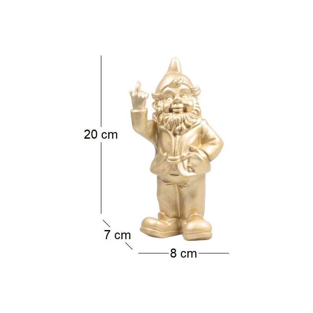 Stoobz - Nain de jardin en résine doigt d'honneur 7 x 8 x 20 cm Doré - Image 3