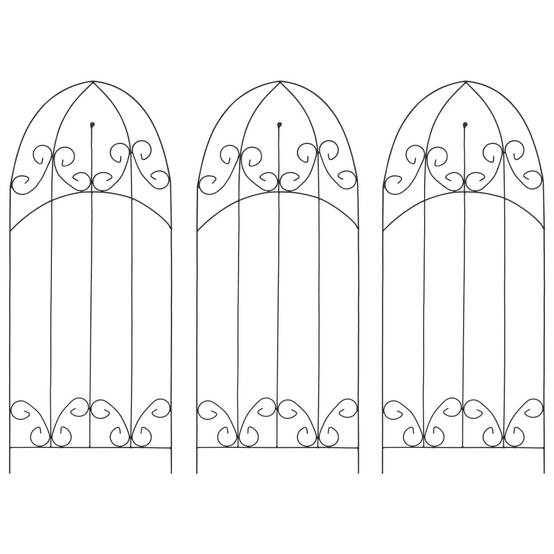 Lot de 3 Tuteurs pour Plantes Grimpantes Fer Design Arqué pour Jardin Terrasse Noir 40x100 cm – ComfortXL Outdoor Living - Image 1
