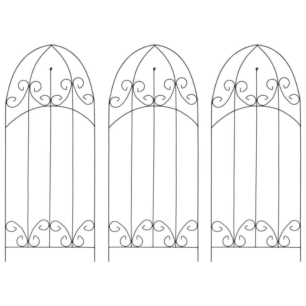Lot de 3 Tuteurs pour Plantes Grimpantes Fer Design Arqué pour Jardin Terrasse Noir 40x100 cm – ComfortXL Outdoor Living - Image 1
