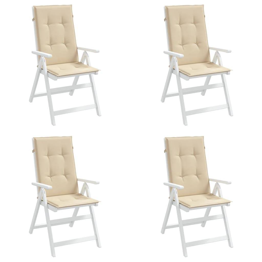 Lot de 4 Coussins d'extérieur - Coussins de chaise de jardin dossier haut - Coussins de Siège pour intérieur et extérieur beige tissu - Image 4