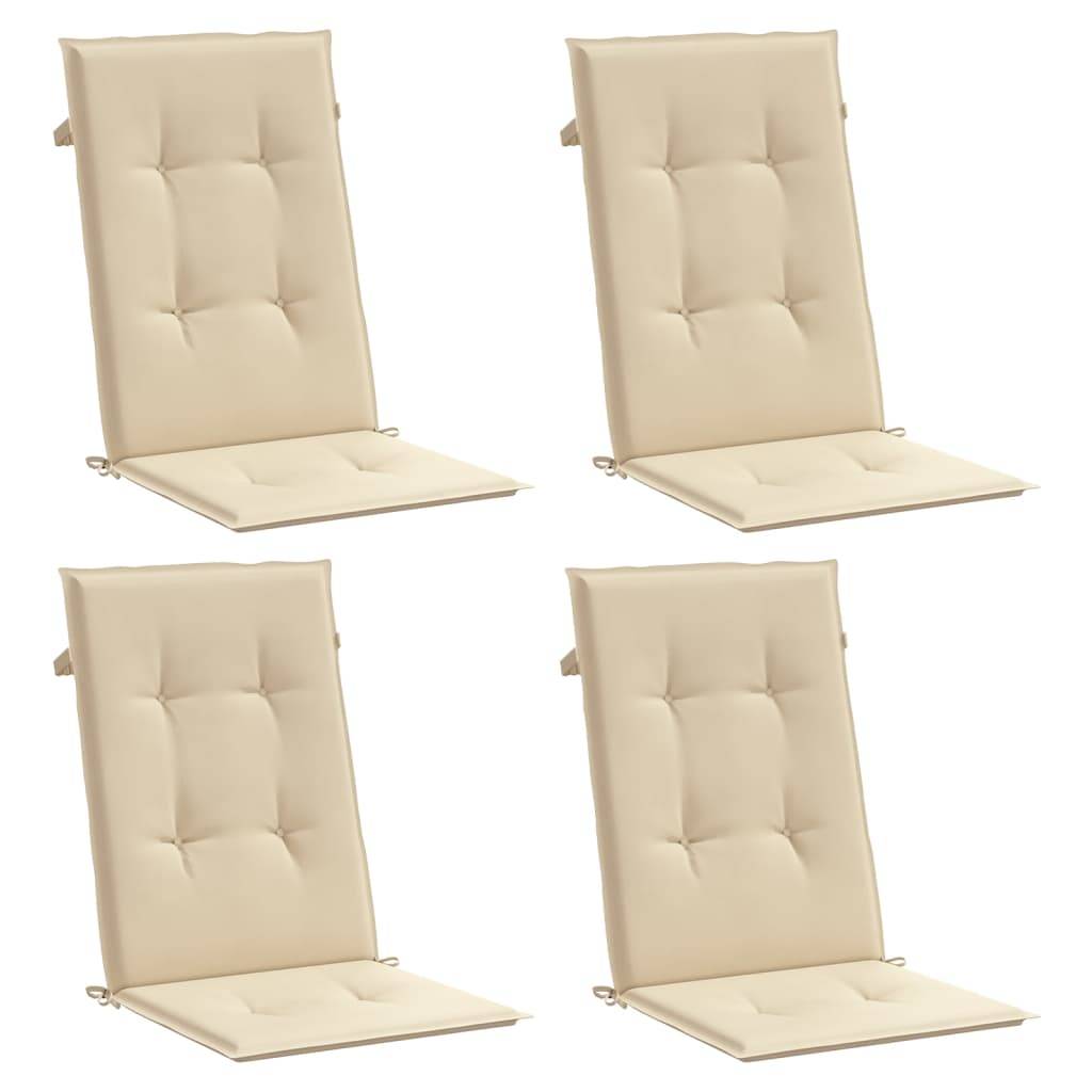 Lot de 4 Coussins d'extérieur - Coussins de chaise de jardin dossier haut - Coussins de Siège pour intérieur et extérieur beige tissu - Image 3