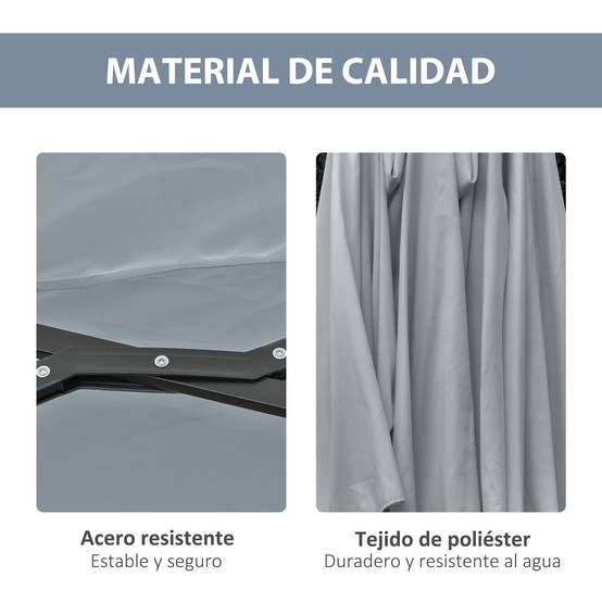 Parasol double 450 x 265 x 240 cm avec 48 LED, manivelle, protection solaire pour terrasse, balcon, piscine, gris clair - Image 9