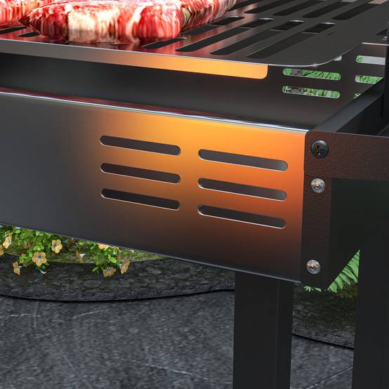 Barbecue à charbon rôtissoire acier inox jardin cuisson 3 niveaux noir 118 cm - ComfortXL Outdoor Living - Image 10